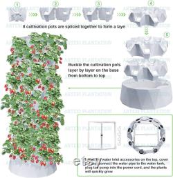 10 Layer 80Pots Vertical Hydroponic System Tower Garden Aeroponics Home Grow Kit Planting System Tools Kit