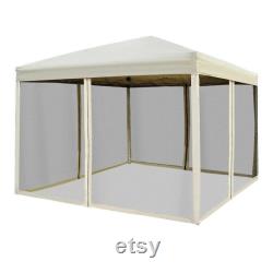 10 x 10 Easy Pop Up Party Tent Canopy Shade Tent with Mesh Sidewalls Beige