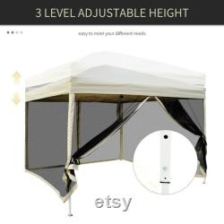 10 x 10 Easy Pop Up Party Tent Canopy Shade Tent with Mesh Sidewalls Beige