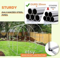 10 x 7 x 7 Tunnel Greenhouse Large Garden Plant Hot House with Roll-up Zippered Entry Door and 6 Roll-up Side Windows,