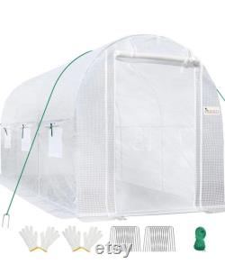 10x6.6x6.6FT Upgraded Large Walk-in Greenhouse Heavy Duty Galvanized Steel Frame 2 Zippered Screen Doors 6 Screen, White or Green