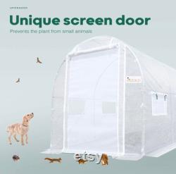 10x6.6x6.6FT Upgraded Large Walk-in Greenhouse Heavy Duty Galvanized Steel Frame 2 Zippered Screen Doors 6 Screen, White or Green