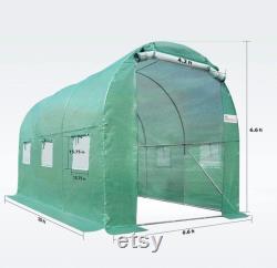 10x6.6x6.6FT Upgraded Large Walk-in Greenhouse Heavy Duty Galvanized Steel Frame 2 Zippered Screen Doors 6 Screen, White or Green