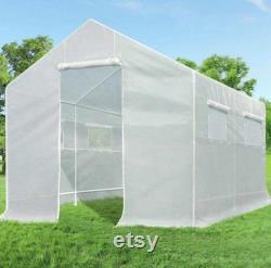 10x9x8 ft Portable Tunnel Greenhouse for Outdoors 2 Zipper Mesh Doors Large Walk-in Garden Plant Greenhouse with 12 Stakes