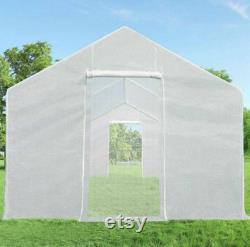 10x9x8 ft Portable Tunnel Greenhouse for Outdoors 2 Zipper Mesh Doors Large Walk-in Garden Plant Greenhouse with 12 Stakes