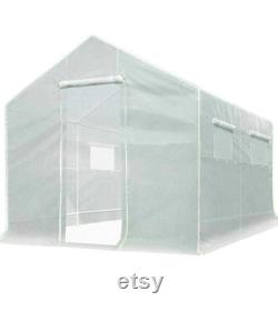 10x9x8 ft Portable Tunnel Greenhouse for Outdoors 2 Zipper Mesh Doors Large Walk-in Garden Plant Greenhouse with 12 Stakes