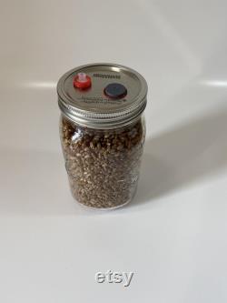 12x Hydrated and Sterilized Rye Grain Jars with Self-healing injection port and 0.2micron Syringe filter (1 Quart)