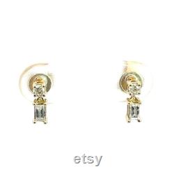14K Solid Gold Diamond Dangle Rectangle Studs, Diamond Dangle Earrings, Diamond Jewelry, Solid Gold Jewelry, Jewels. ER413656Y14DI1