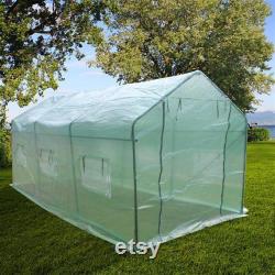 15 x7 x7 Outdoor Heavy Duty Walk in Greenhouse Plant Gardening Spiked Greenhouse Tent Green house with Observation Windows