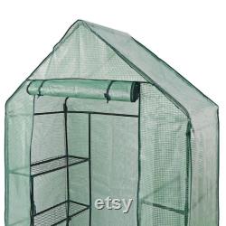 15x7x7ft Walk-In Greenhouse Tunnel, Garden Accessory Tent with 8 Roll-Up Windows, Zippered Door