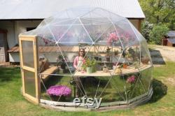 16 ft Diameter Geodesic Dome Greenhouse Kit with Clear Vinyl Cover