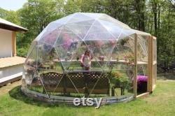 16 ft Diameter Geodesic Dome Greenhouse Kit with Clear Vinyl Cover
