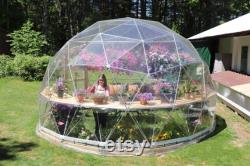 16 ft Diameter Geodesic Dome Greenhouse Kit with Clear Vinyl Cover