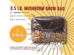 1x 2.5 lb. Mushroom Grow Bag, All-in-One (AIO), with 1 lb. Organic Rye Berries and 1.5 lbs. CVG Great for Dung Lovers