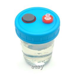 1x Half-Pint Liquid Culture Solution Jar with Magnetic Stir Bar, Leak-proof Plastic Lid, Assorted Colors, 0.22 m Filter, Self-healing Port