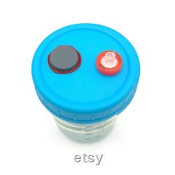 1x Half-Pint Liquid Culture Solution Jar with Magnetic Stir Bar, Leak-proof Plastic Lid, Assorted Colors, 0.22 m Filter, Self-healing Port