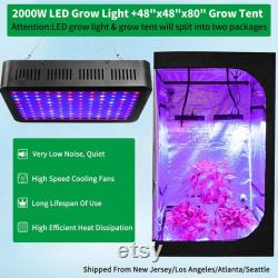 2000W LED Grow Light Kit Full Spectrum 48 x48 x80 Indoor Grow Tents Room Box