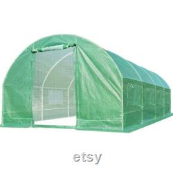 2 Mesh Doors 20 Stakes Heavy Duty 20 x 10 x 6.6 ft Portable Greenhouse Large Walk-in Green Garden Hot House 2 Doors Flow-Through Ventilati