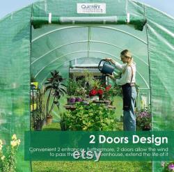 2 Mesh Doors 20 Stakes Heavy Duty 20 x 10 x 6.6 ft Portable Greenhouse Large Walk-in Green Garden Hot House 2 Doors Flow-Through Ventilati