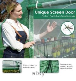 2 Mesh Doors 20 Stakes Heavy Duty 20 x 10 x 6.6 ft Portable Greenhouse Large Walk-in Green Garden Hot House 2 Doors Flow-Through Ventilati