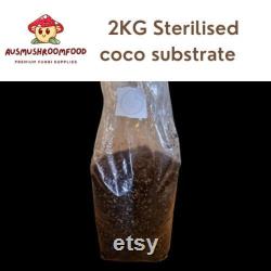 2kg Mushroom Bulk Substrate Coco Coir Vermiculite ( gypsum) in Grow Bag sterilised with filter mushroom cultivation