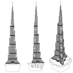 3D Printed Burj Khalifa Inspired Hydroponics Tower pump grow plugs nutrient solution basin