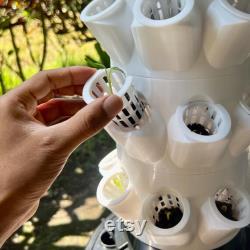 3D-Printed Vertical Hydroponic Tower Garden Kit Indoor Herb and Vegetable Growing