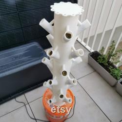 3D Printed Vertical hydroponics tower. 5 layer. 20 plants. Direct rockwool planting.