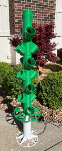 3 15 cup Hydroponic vegetable and herb garden growing tower. Green-Fits 5 gallon bucket. Just add seeds and water