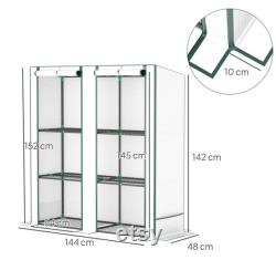 3 Tier Portable Greenhouse with PE Cover, Mini Indoor Outdoor Plant Stand, Roll-Up Door, Steel Frame, Small Garden Grow House 152x144x48 cm