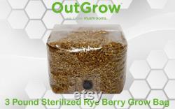 3lb Premium Rye Berry Mushroom Grow Bag with Self-Healing Port