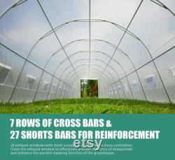 40' 12' 7.5' Greenhouse, Large Walk-in Greenhouse, Portable Greenhouse with 2 Roll-up Zippered Doorsand20 Screen Windows, White