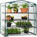 40in Wide 4-tier Mini Greenhouse, Portable Indoor Outdoor Arboretum For Patio, Backyard, Nursery, Home Growing Steel Shelves, Plastic Cover