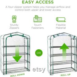 40in Wide 4-Tier Mini Greenhouse, Portable Indoor Outdoor Arboretum for Patio, Backyard, Nursery, Home Growing Steel Shelves, Plastic Cover