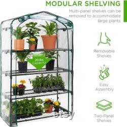 40in Wide 4-Tier Mini Greenhouse, Portable Indoor Outdoor Arboretum for Patio, Backyard, Nursery, Home Growing Steel Shelves, Plastic Cover