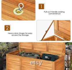 47 Gallon Acacia Wood Deck Box, Garden Backyard Storage Bench, Outdoor Storage Container for Patio Furniture Cushions (Natural)