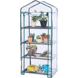 4 Shelf Indoor Outdoor Greenhouse For Flowers Plants Vegetable Portable 4 Shelves with Clear Zipper Cover And Racks