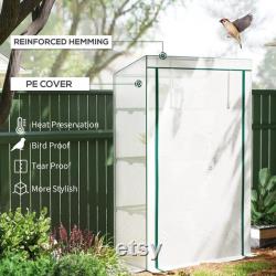 4 Tier Lean-to Mini Greenhouse with Roll-Up Door, PE Cover, Reinforced Shelves, Portable Garden Shelter for Plants 110x50x171cm