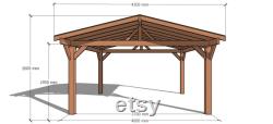 4m x 4m Premium Wooden Gazebo with roof Hot Tub Shelter, Timber Gazebo Outdoor Garden Roof Canopy Covered Wooden Pergola- Felt Shingles