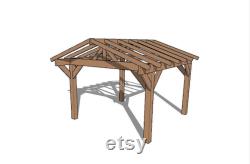 4m x 4m Premium Wooden Gazebo with roof Hot Tub Shelter, Timber Gazebo Outdoor Garden Roof Canopy Covered Wooden Pergola- Felt Shingles