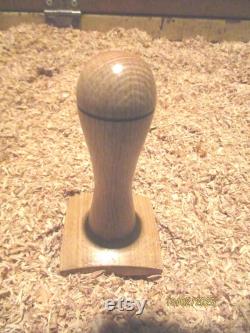 55mm square garden tamper made from salvaged oak wood