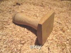 55mm square garden tamper made from salvaged oak wood