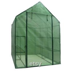 57 x 57 x 77 3-Tier 8 Shelves Portable Mini Walk-In Greenhouse, Plants Flowers Growing Green House, Portable Mini ,Walk-In Greenhouse