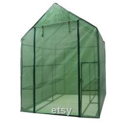 57 x 57 x 77 3-Tier 8 Shelves Portable Mini Walk-In Greenhouse, Plants Flowers Growing Green House, Portable Mini ,Walk-In Greenhouse