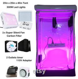 600W Led Grow Lights Reflective Hydroponics GrowBox Tent Kit 20 x20 x40 White