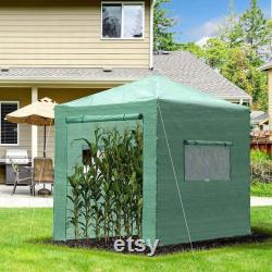 6'x8'x8' Portable Pop-up Walk-in Greenhouse with Roll-up Door 2 Windows Plant Gardening Green House Canopy for Growing Flowers Vegetables