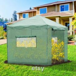 6'x8'x8' Portable Pop-up Walk-in Greenhouse with Roll-up Door 2 Windows Plant Gardening Green House Canopy for Growing Flowers Vegetables