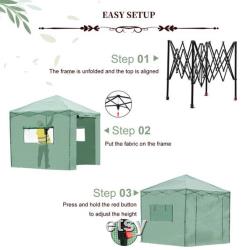6'x8'x8' Portable Pop-up Walk-in Greenhouse with Roll-up Door 2 Windows Plant Gardening Green House Canopy for Growing Flowers Vegetables