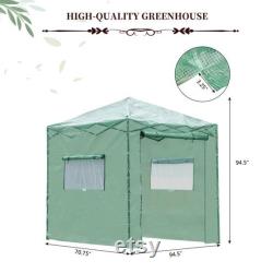 6'x8'x8' Portable Pop-up Walk-in Greenhouse with Roll-up Door 2 Windows Plant Gardening Green House Canopy for Growing Flowers Vegetables