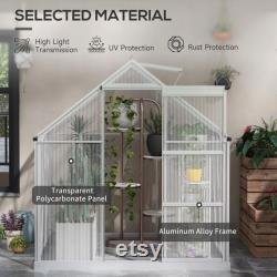 6x6ft Large Walk-In Polycarbonate Greenhouse for Garden with Sliding Door, Adjustable Window, UV Panels, Rain Gutter and Aluminium Frame